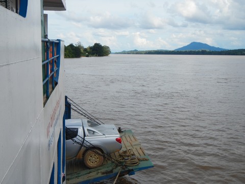 On the ferry approaching Pontianak