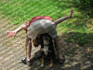 Relaxing with the dog after this failed world record attempt