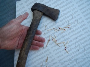 Chopping matchsticks with an axe to gain a world record