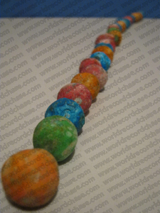 World record-breaking lines of m&m pretzel candies