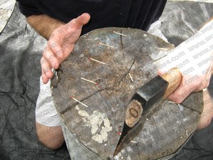 Chopping matchsticks with an axe to gain a world record